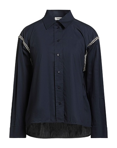 SANDRO Shirts Navy blue 100% Cotton