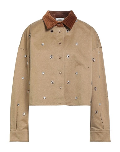 SANDRO Patterned shirts & blouses Khaki 100% Cotton