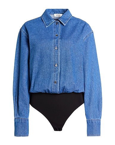 SANDRO TOPS Blau 100% Baumwolle
