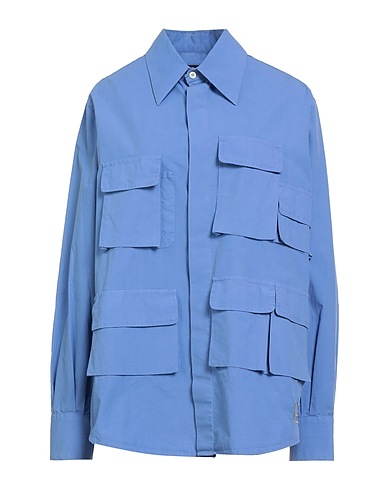 FEDERICO CINA Solid color shirts & blouses Light blue 100% Cotton