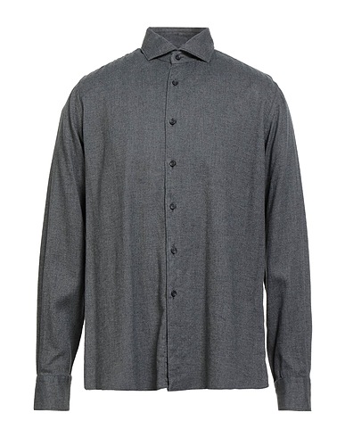 XACUS Solid color shirt Grey 61% Cotton, 39% Lyocell