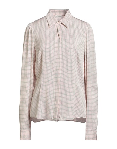 DRIES VAN NOTEN Checked shirt Light pink 94% Silk, 6% Elastane