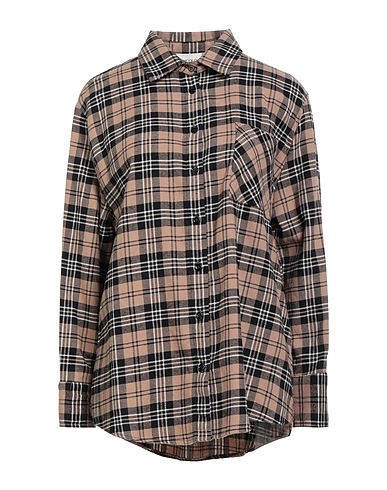 VICOLO チェック柄シャツ ライトブラウン コットン 100%