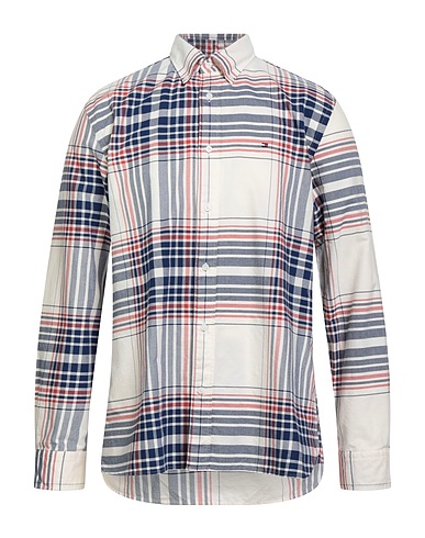 TOMMY HILFIGER Checked shirt Navy blue 100% Cotton
