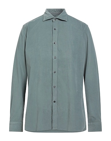 TINTORIA MATTEI 954 Solid colour shirt Sage green 97% Cotton, 3% Elastane