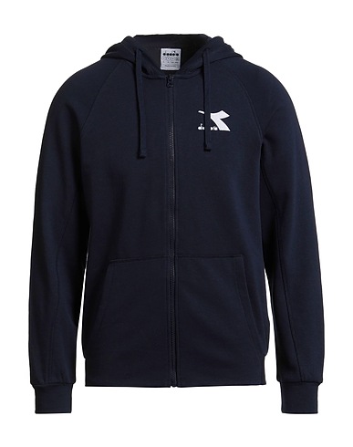 DIADORA Hooded track jacket  Navy blue 80% Cotton, 20% Polyester