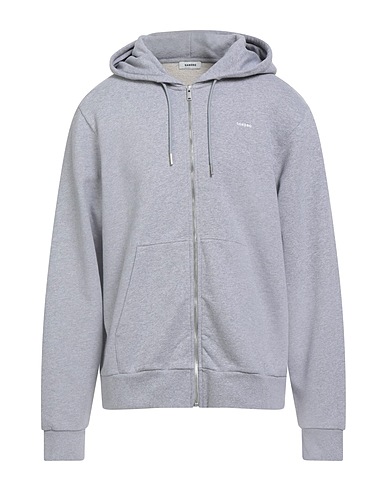 SANDRO Hooded track jacket  Grey 100% Cotton, Elastane, Polyester