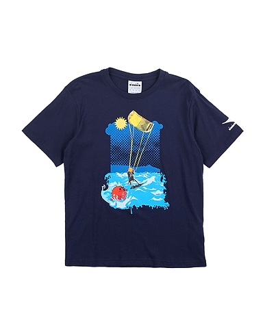 DIADORA T-shirt Navy blue 100% Cotton