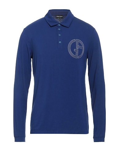 GIORGIO ARMANI Polo shirt Navy blue 90% Viscose, 10% Elastane