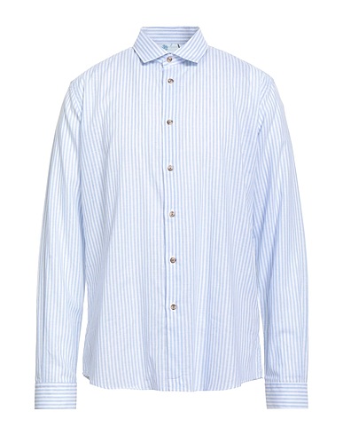 ALESSANDRO LAMURA Linen shirt Light blue 55% Linen, 45% Cotton
