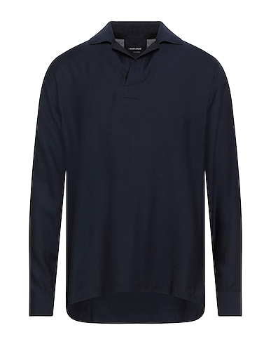 GIORGIO ARMANI Solid colour shirt Midnight blue 84% Lyocell, 16% Silk