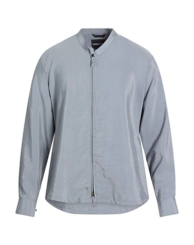 GIORGIO ARMANI Camicia tinta unita Grigio 75% Seta, 25% Poliammide