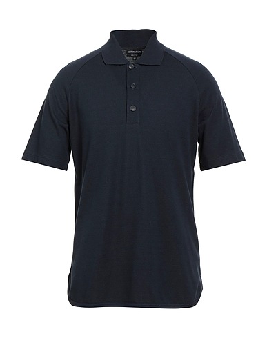 GIORGIO ARMANI Polo shirt Midnight blue 85% Cotton, 15% Cashmere