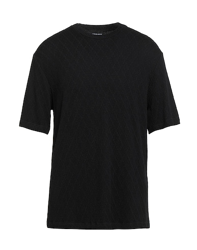 GIORGIO ARMANI T-shirt Black 63% Viscose, 28% Polyamide, 7% Cashmere, 2% Elastane