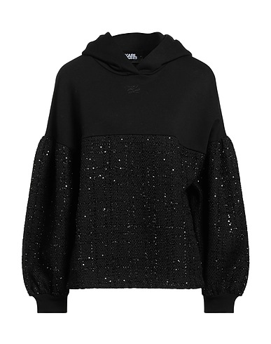 SELF-PORTRAIT Hooded track jacket  Black 90% Cotton, 10% Polyester