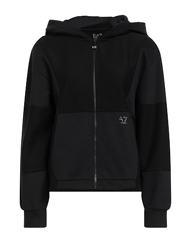 EA7 Hooded track jacket  Black 89% Cotton, 11% Polyester