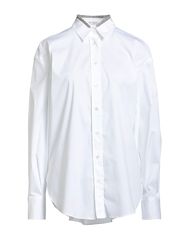 BRUNELLO CUCINELLI Shirts White 72% Cotton, 23% Polyamide, 5% Elastane, Ecobrass