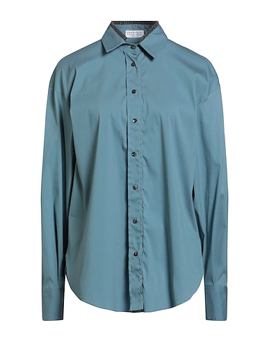 BRUNELLO CUCINELLI Camicie Avio 72% Cotone, 23% Poliammide, 5% Elastan, Ecobrass