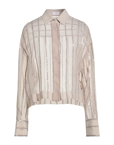 BRUNELLO CUCINELLI Silk shirts & blouses Sand 100% Silk, Polyester, Acetate, Alpaca wool, Wool