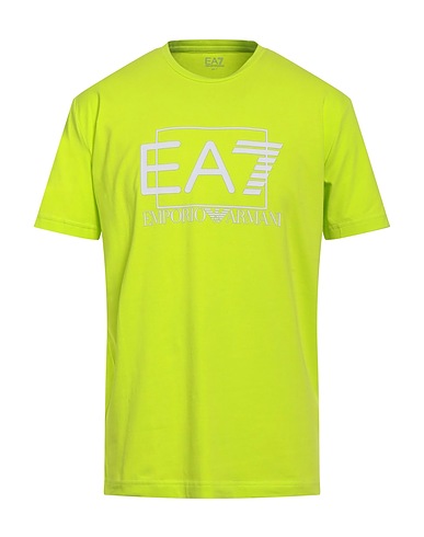 EA7 T-shirt Lime green 95% Cotton, 5% Elastane