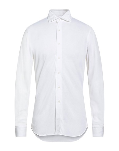 GRIGIO Solid color shirt WASHED White 61% Cotton, 25% Linen, 14% Polyester