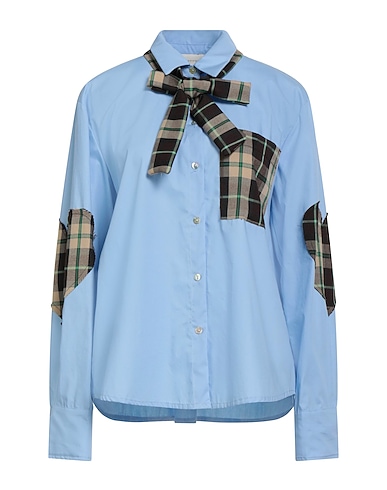 NOIR NOIR Shirts Sky blue 100% Cotton