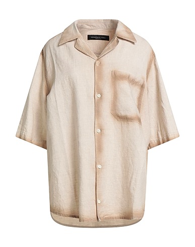 FEDERICO CINA Linen shirt Ivory 58% Linen, 42% Cotton