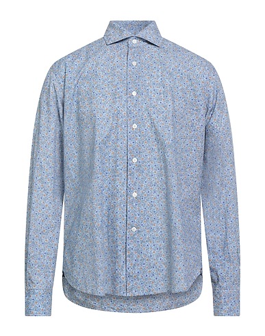 ORIAN Patterned shirt VINTAGE Light blue 100% Cotton