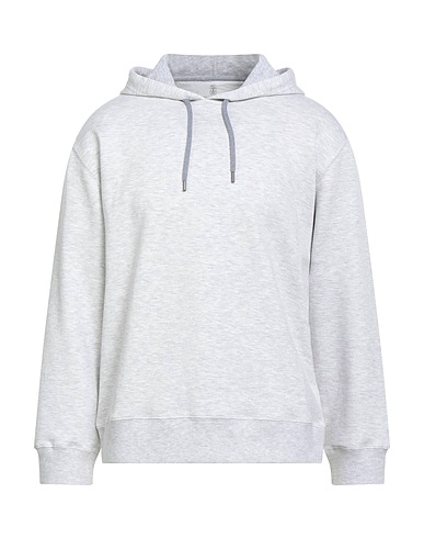 BRUNELLO CUCINELLI Hooded sweatshirt Light grey 64% Cotton, 26% Polyamide, 6% Cashmere, 4% Silk
