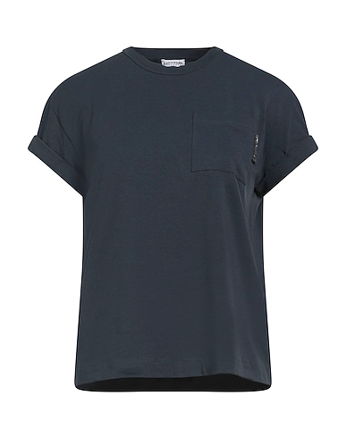 BRUNELLO CUCINELLI T-shirt Charcoal 93% Cotton, 7% Elastane, Brass