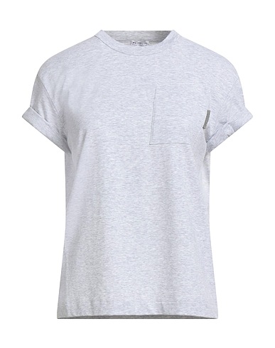 BRUNELLO CUCINELLI T-shirt Grey 93% Cotton, 7% Elastane, Brass