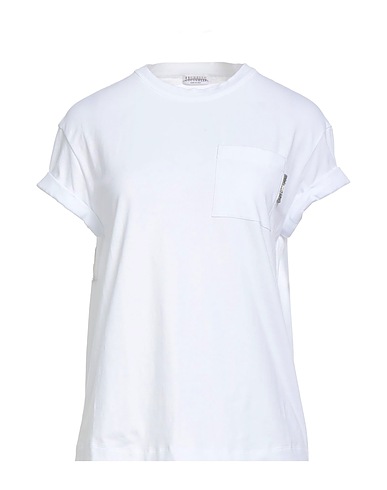 BRUNELLO CUCINELLI T-shirt White 93% Cotton, 7% Elastane, Brass