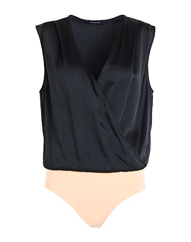 FABIANA FILIPPI TOPS & TEES Black 70% Acetate, 30% Viscose, Polyamide, Elastane