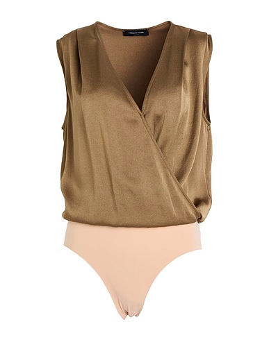 FABIANA FILIPPI TOPS & TEES Khaki 70% Acetate, 30% Viscose, Polyamide, Elastane