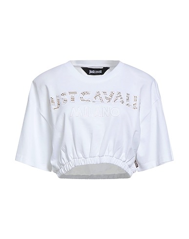 JUST CAVALLI 크롭 탑 화이트 100% 코튼