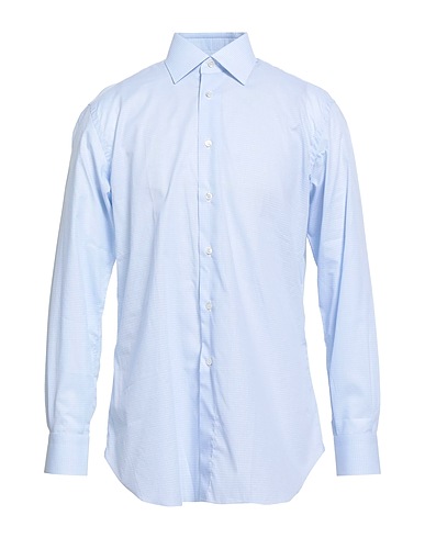 BRIONI Checked shirt Sky blue 100% Cotton