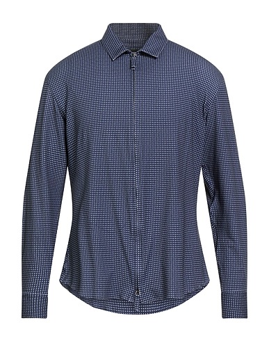 GIORGIO ARMANI Patterned shirt Navy blue 89% Cotton, 11% Elastane
