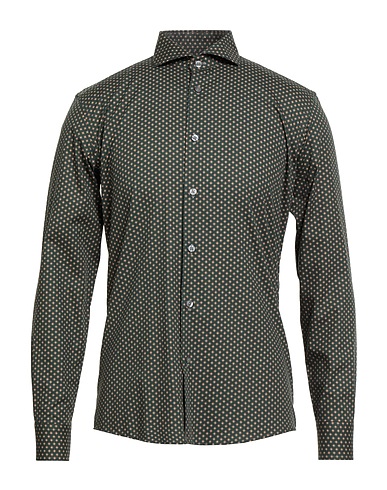 GREY DANIELE ALESSANDRINI Patterned shirt Dark green 100% Cotton