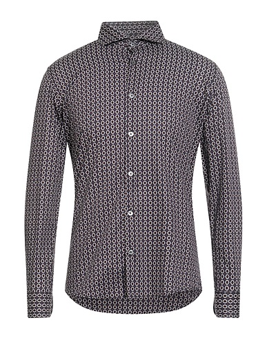 GREY DANIELE ALESSANDRINI Patterned shirt Dark brown 100% Cotton