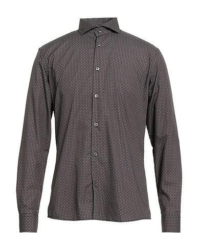 GREY DANIELE ALESSANDRINI Patterned shirt Dark brown 100% Cotton
