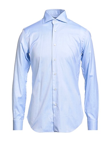 BARBA Napoli Chemise de couleur unie Bleu clair 100% Coton