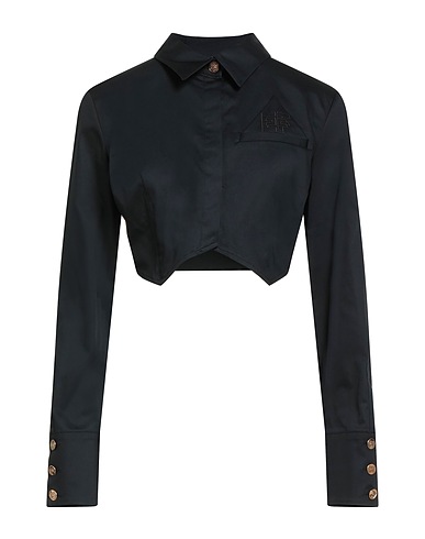 ELISABETTA FRANCHI Solid colour shirts & blouses Black 98% Cotton, 2% Elastane