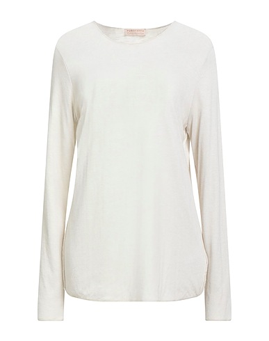 PUROTATTO Basic T-Shirt Light grey 50% Viscose, 35% Modal, 15% Wool