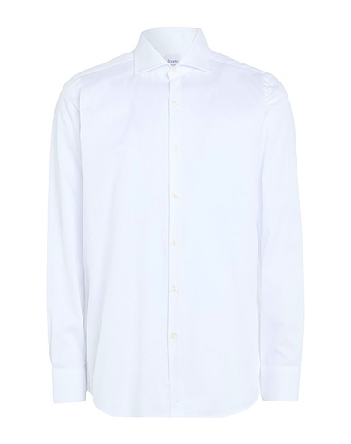BAGUTTA Solid color shirt White 100% Cotton
