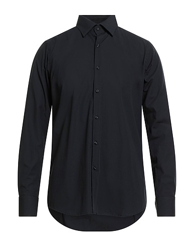 BAGUTTA Solid color shirt Black 97% Cotton, 3% Elastane