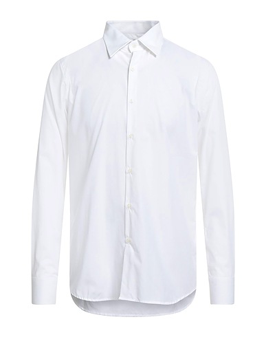 BAGUTTA Solid color shirt White 97% Cotton, 3% Elastane