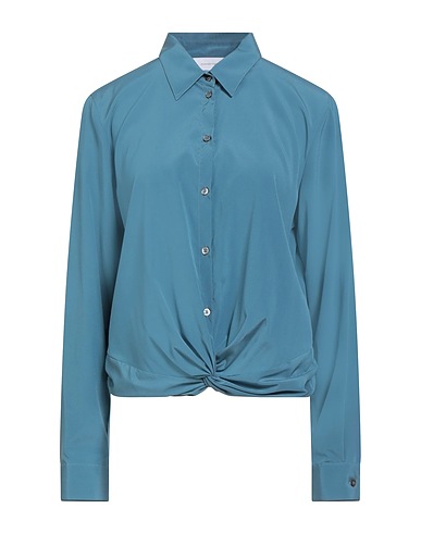 ROBERT FRIEDMAN Solid color shirts & blouses Slate blue 93% Silk, 7% Elastane