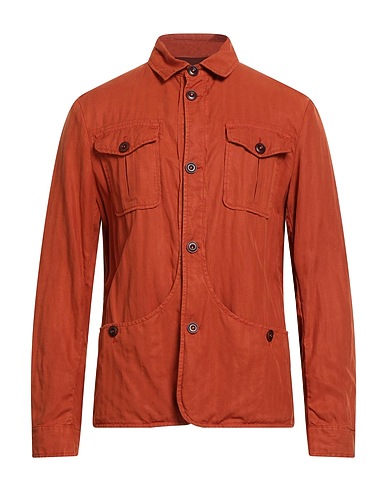 CAPALBIO Solid color shirt Rust 58% Lyocell, 24% Linen, 18% Cotton