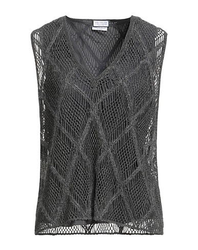 BRUNELLO CUCINELLI Top Grau 74% Baumwolle, 26% Seide