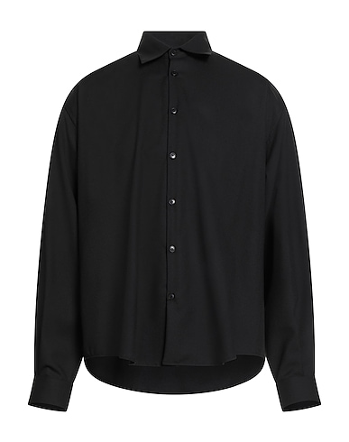 LANEUS Camicia tinta unita Nero 100% Lana Vergine